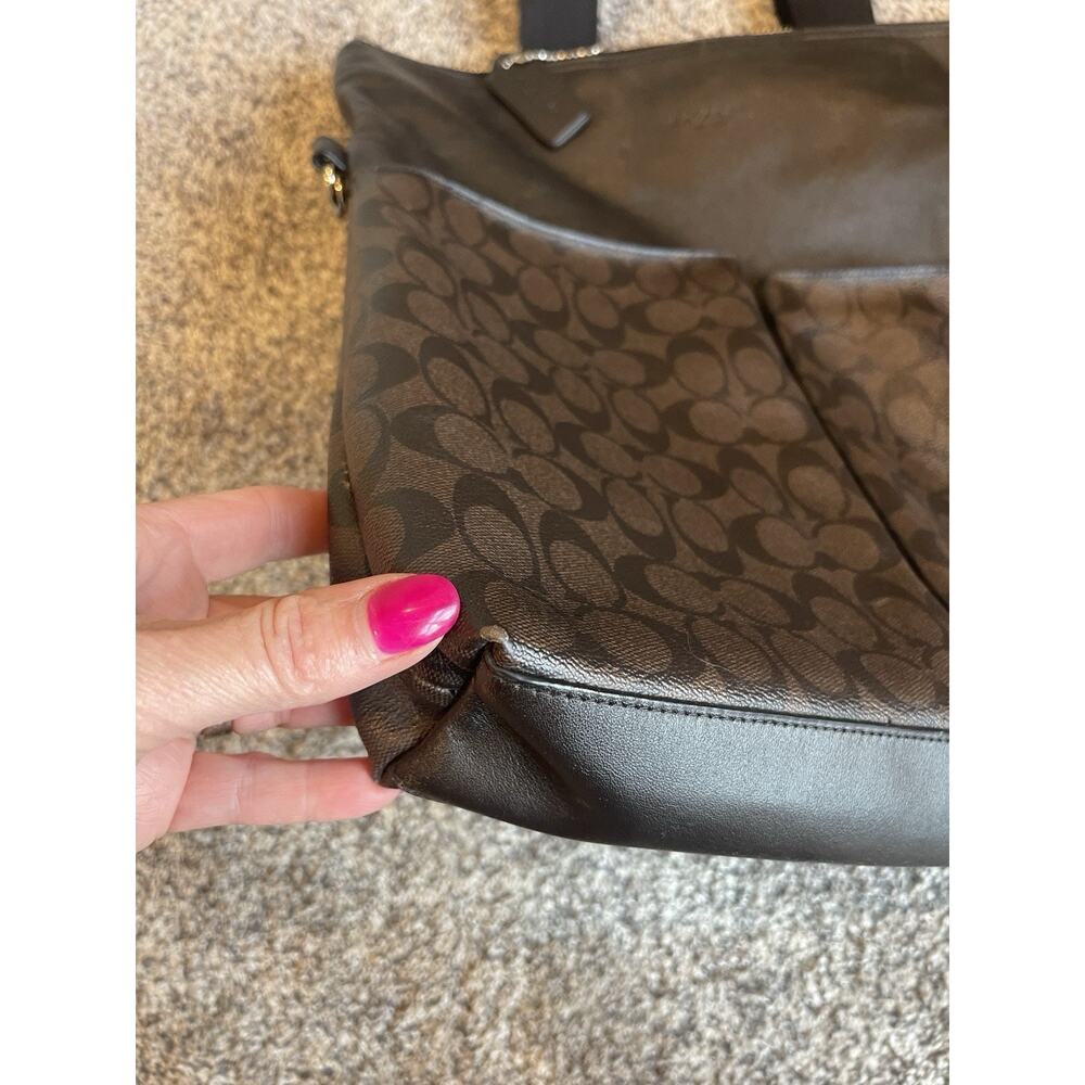 Coach Charles Fold-over City Tote Bag Large Without Strap Brown Logo Leather - Picture 2 of 10